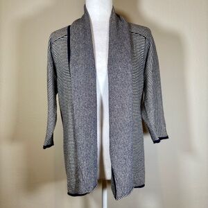 Calypso St Barth Blue Striped Open-Front Cashmere Cardigan Sweater Size Medium
